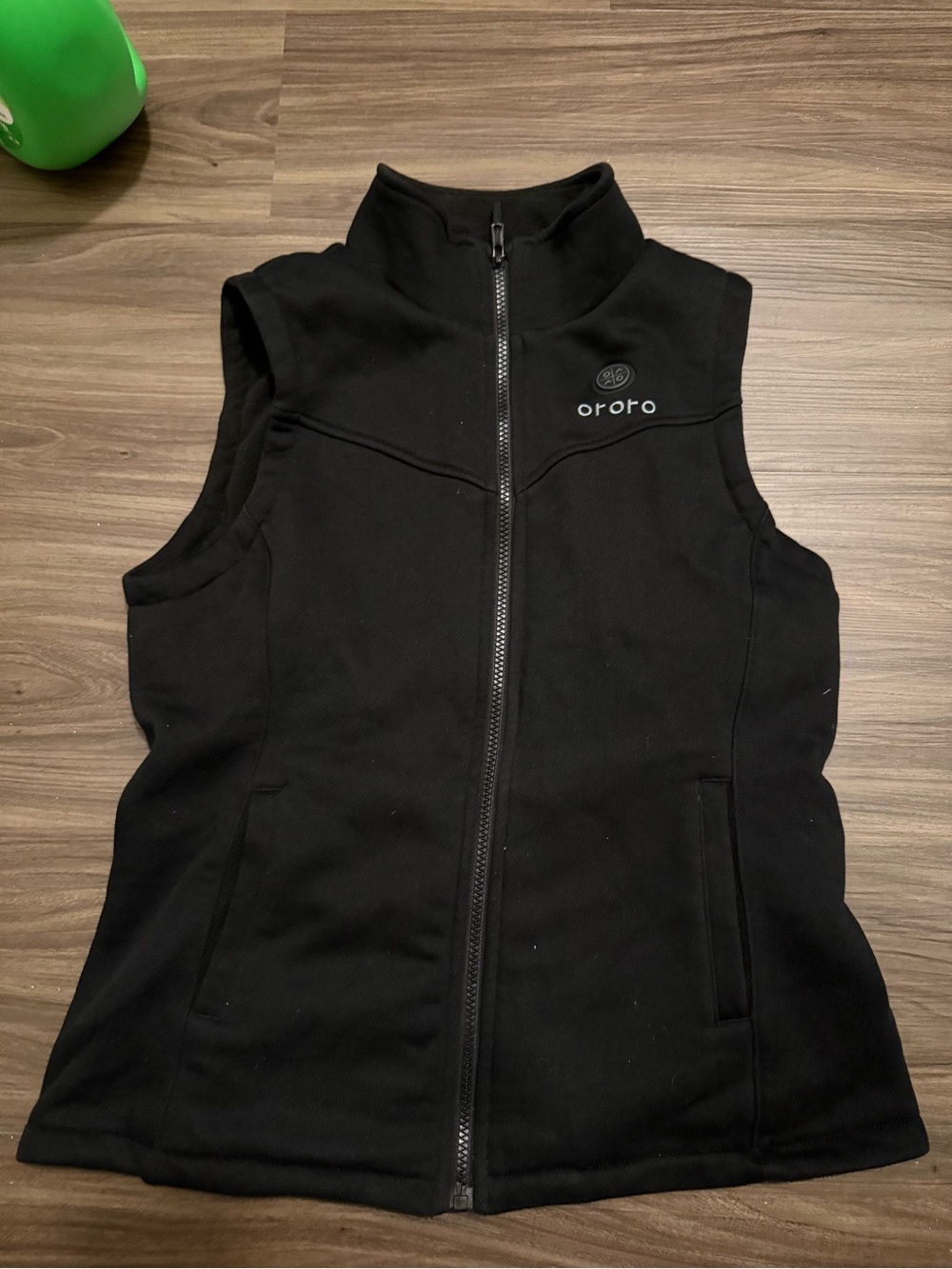 Ororo Black Zip-Up Fleece Heated Vest - Small